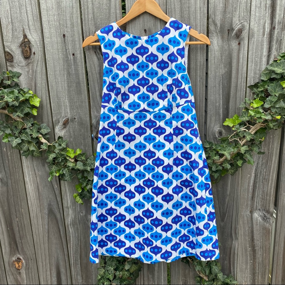 JULES REID Blue and White Mod Shift Dress Size 6